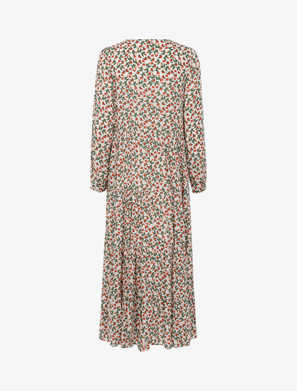 Robe longue trapèze fleurie - blanc - 2