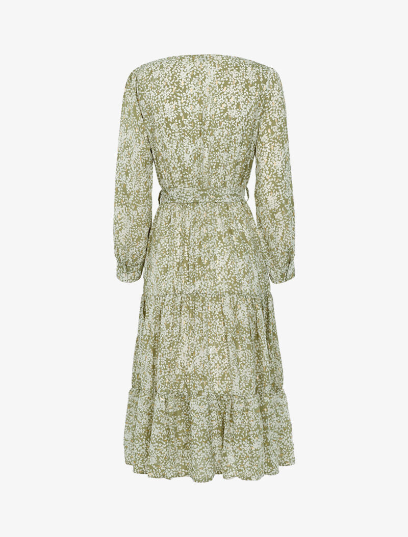 Robe à imprimé feuillages et flocage doré - vert - 2