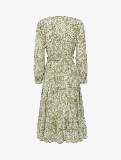 Robe à imprimé feuillages et flocage doré - vert - 2