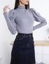 Pull doux à manches gigot - gris clair - 1