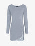 Robe pull à zip strassé et dentelle - gris clair - 3