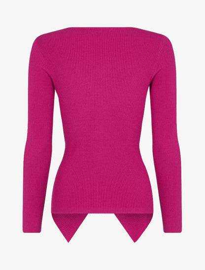 Pull côtelé à pans croisés - fushia - 2