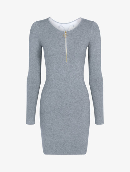 Robe pull à détail papillon - gris clair - 1