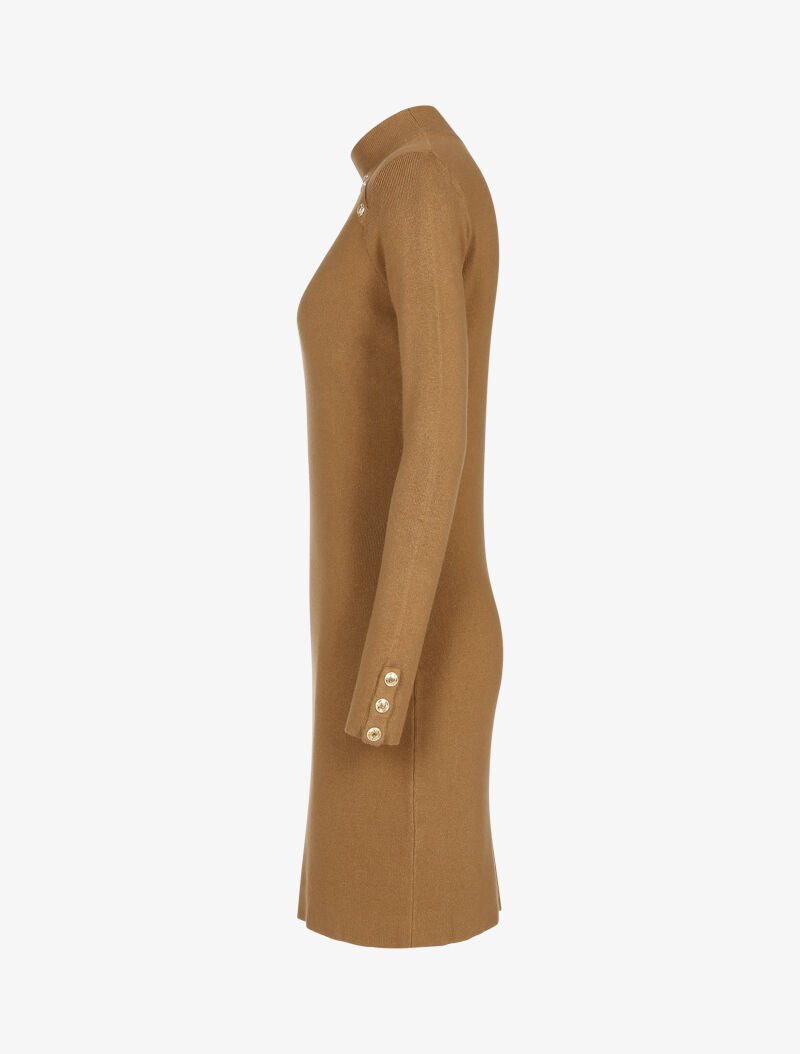 Robe pull à boutons contrastants - camel - 3