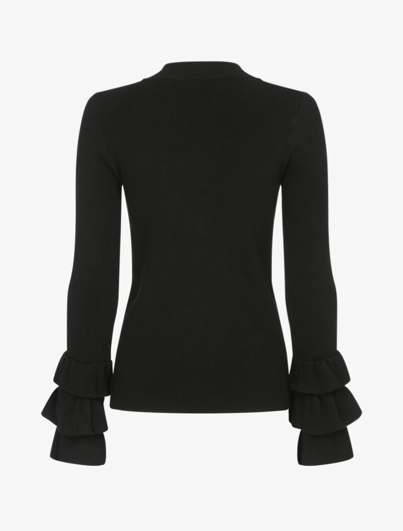 Pull doux à manches volantées - noir - 2