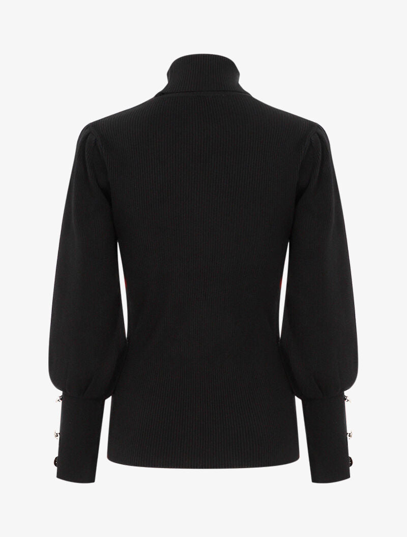 Pull côtelé à manches bishop - noir - 2