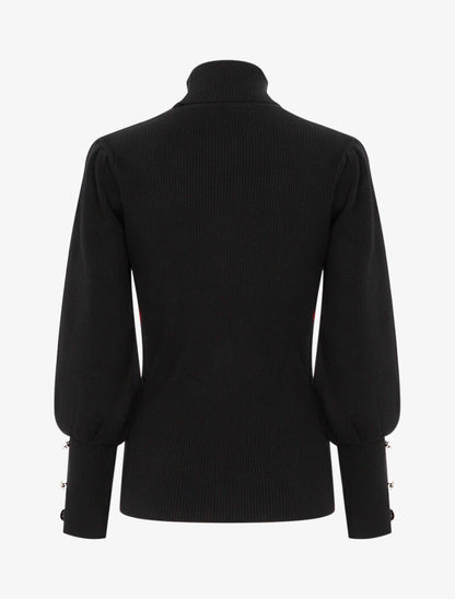 Pull côtelé à manches bishop - noir - 2