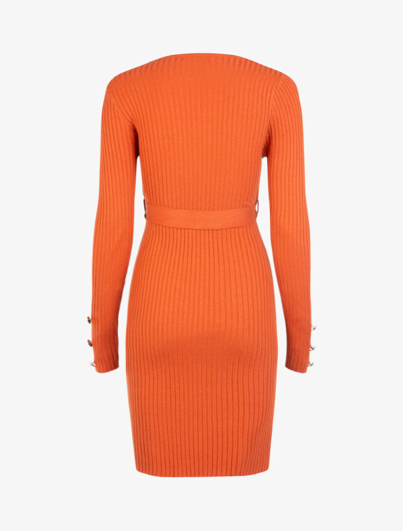 Robe moulante ceinturée - orange - 2