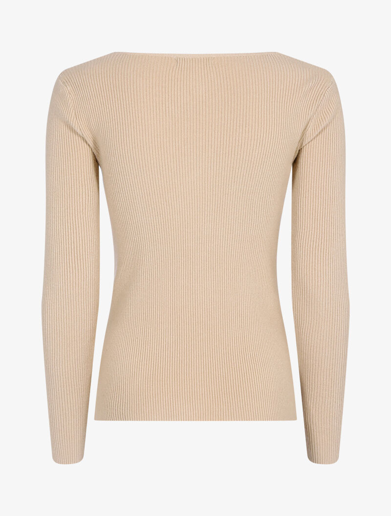 Pull à encolure torsadée - beige - 2