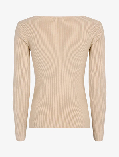 Pull à encolure torsadée - beige - 2