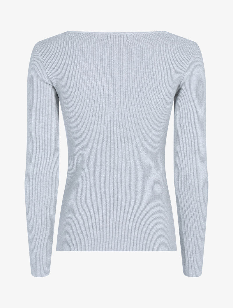 Pull à encolure torsadée - gris clair - 2