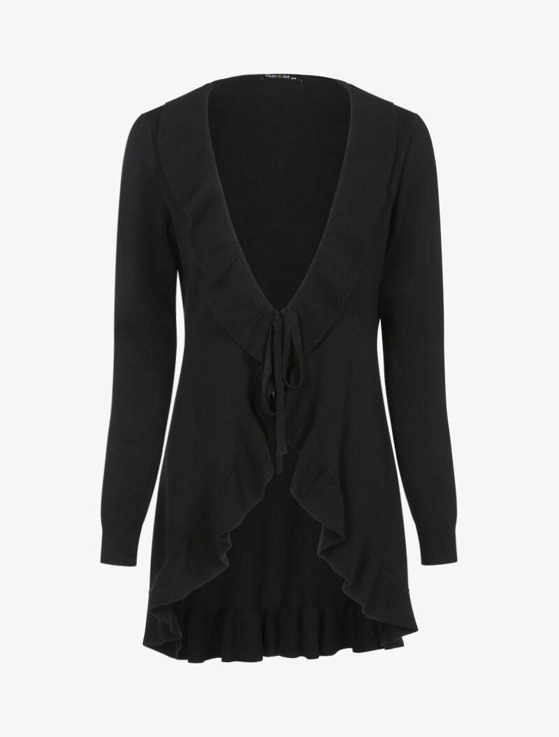 Gilet doux à bords volantés - noir - 1