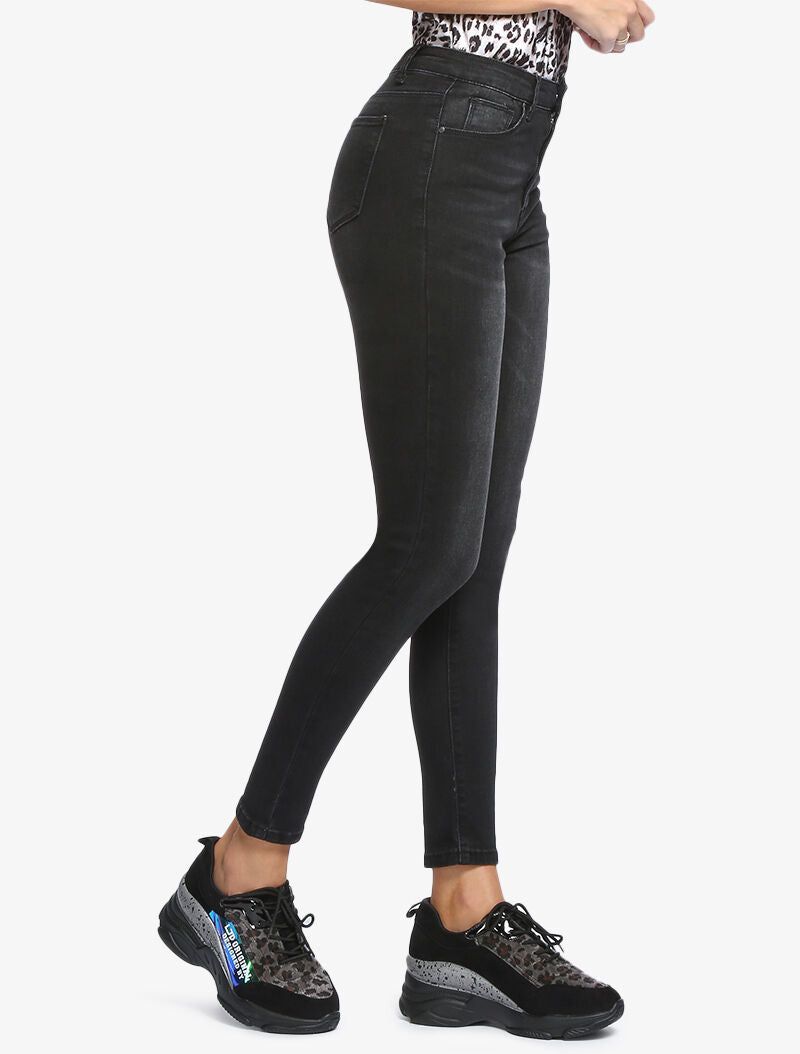 Jean slim basique délavé - noir - 2