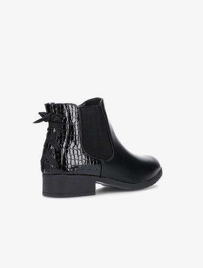 Boots en simili à contrefort en croco vernis - noir - 5