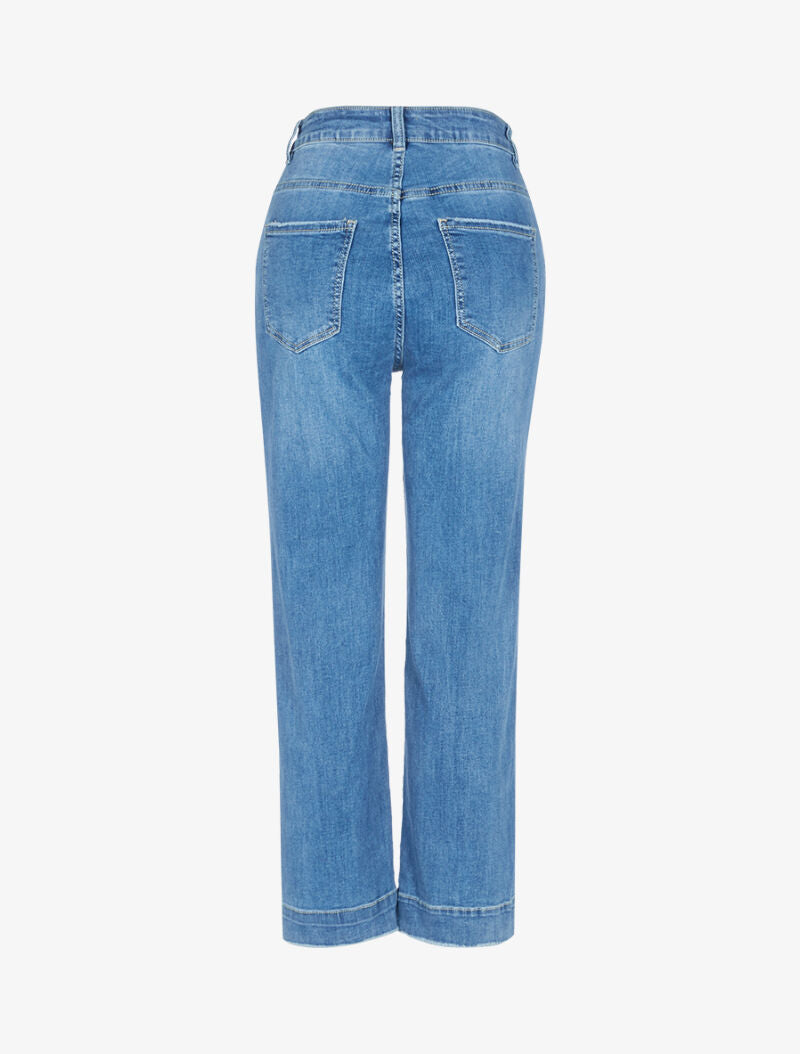 Jean jupe-culotte 7/8 taille haute - bleu denim