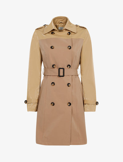 Trench à dos et épaules en vinyle - beige - 1