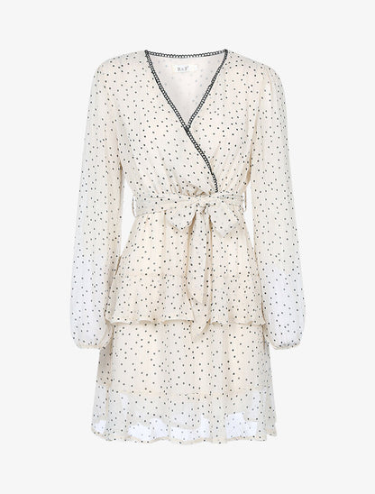 Robe volantée à imprimé pois - beige - 3