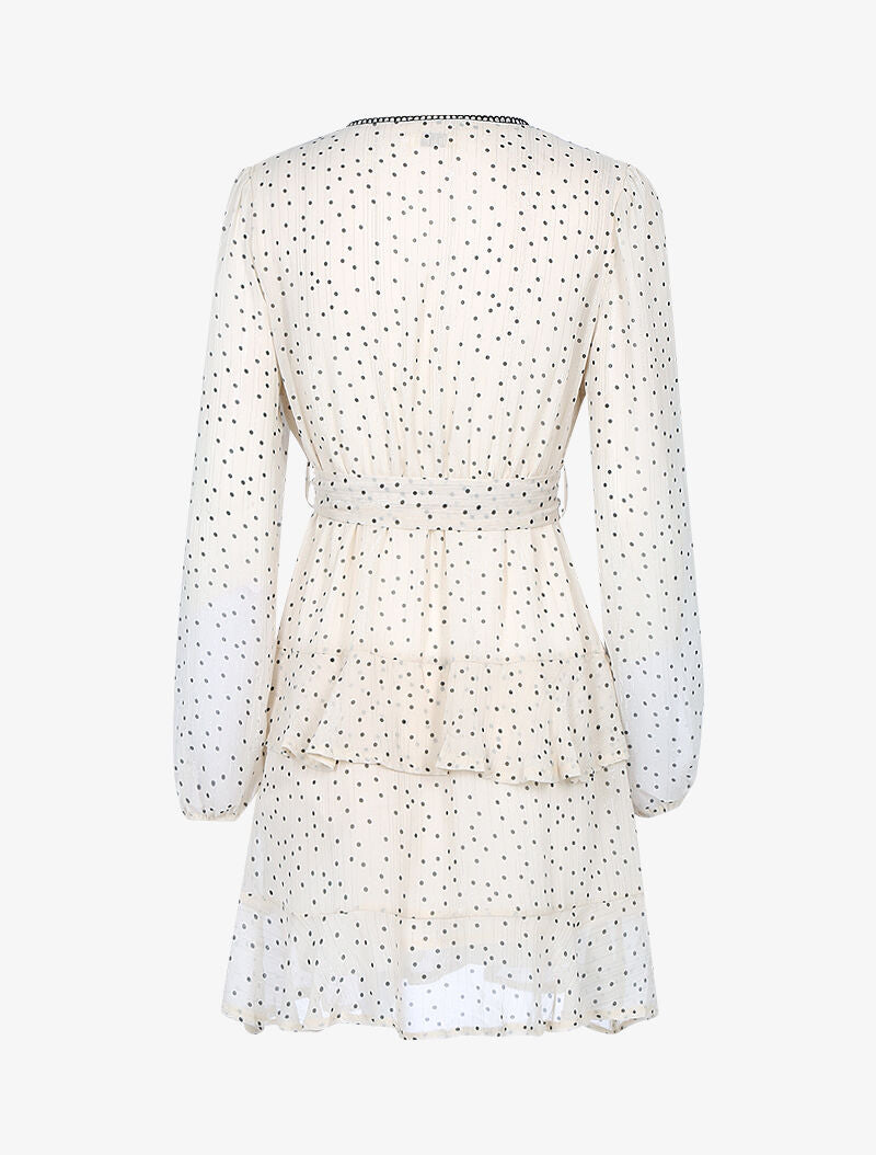 Robe volantée à imprimé pois - beige - 2