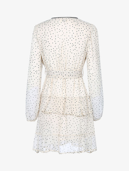 Robe volantée à imprimé pois - beige - 2