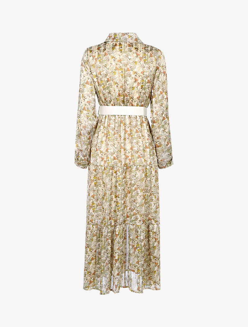 Robe légère en voile imprimé fleurs sauvages - beige - 2