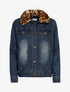 Veste en jean à col style léopard - bleu denim - 1