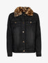 Veste en jean à col style léopard - noir - 1
