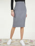 Jupe droite côtelée basique - gris - 4
