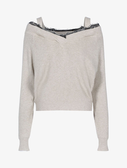Pull à épaules dénudées - beige - 3