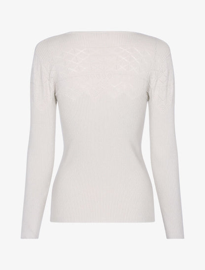 Pull à détails géométriques - beige - 2