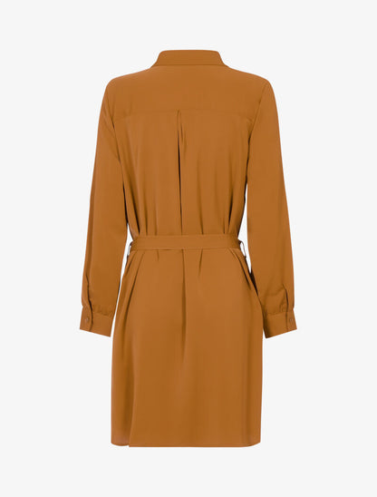 Robe chemise unie - camel - 2
