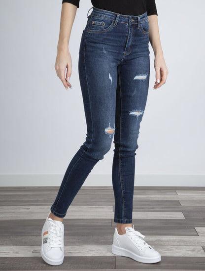 Jean à déchirures - denim brut - 3