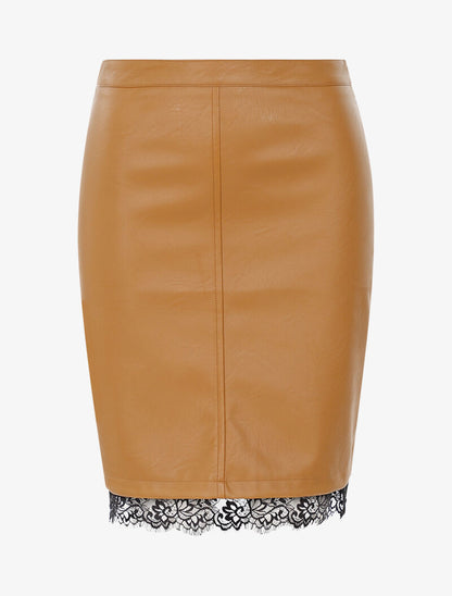 Jupe Nanette Lepore En Soie 100% - Modèle Droit évasé Avec Bordure Dentelle, Taille 6, Multicolore Beige/rouge/marron