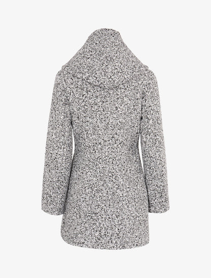 Manteau effet laine bouclette à capuche - gris clair - 2