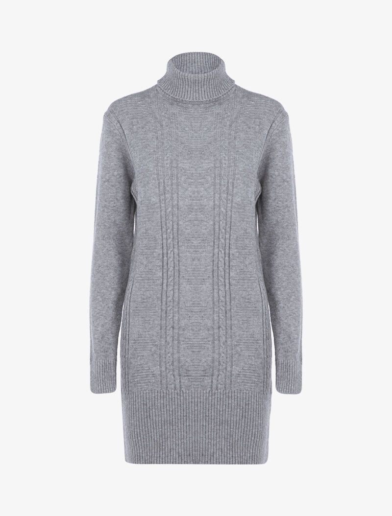 Robe pull à formes graphiques texturées et bandes - gris clair - 3