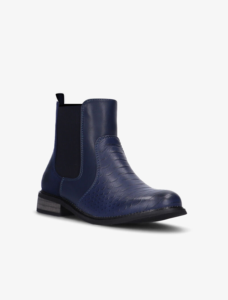 Boots effet écailles à côté élastiqué - bleu nuit - 2