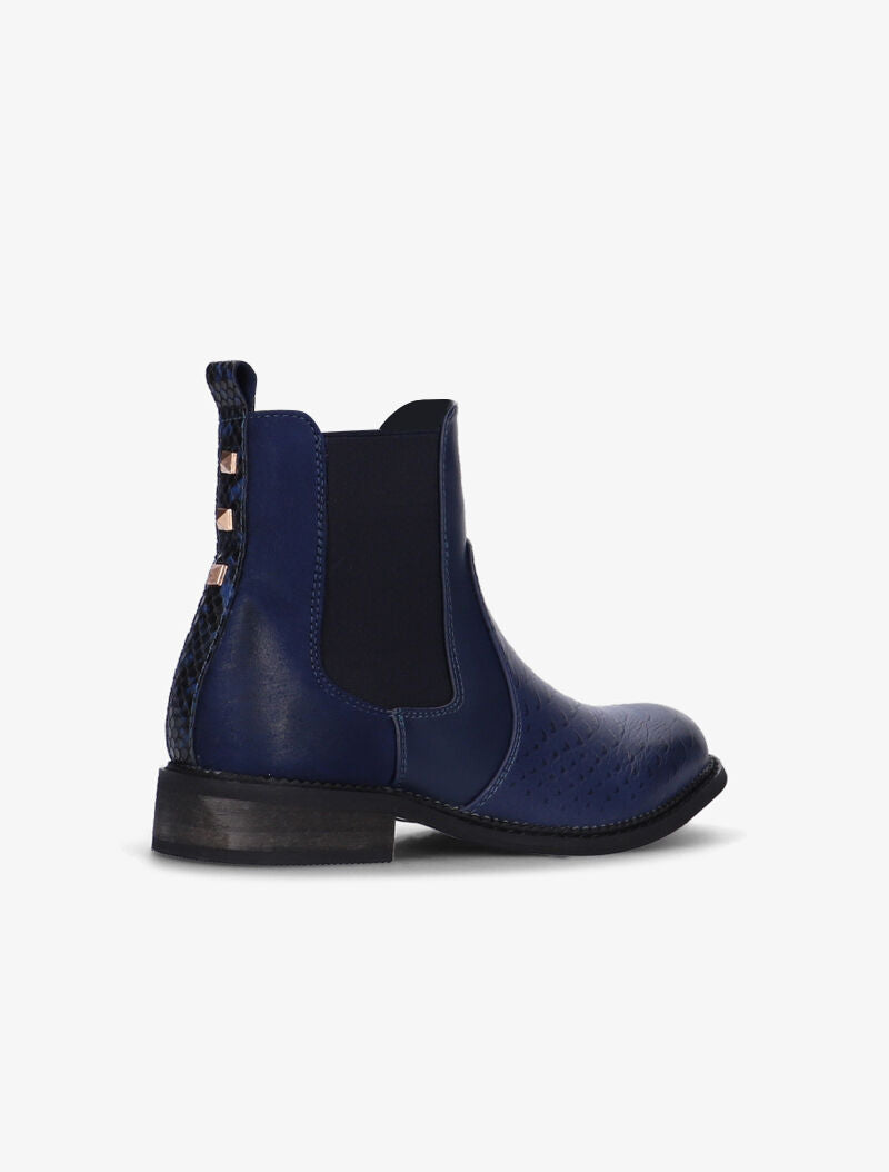 Boots effet écailles à côté élastiqué - bleu nuit - 4