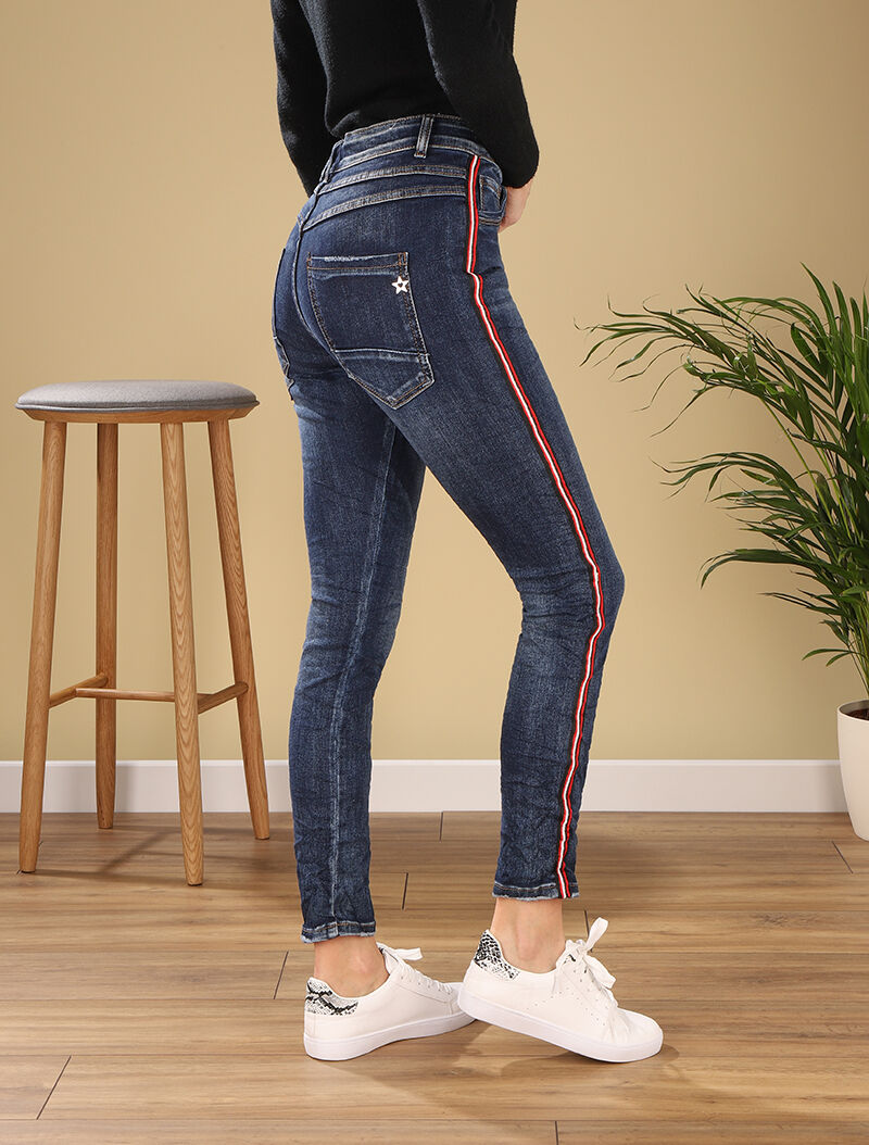 Jean à liseré perlé - denim foncé - 2