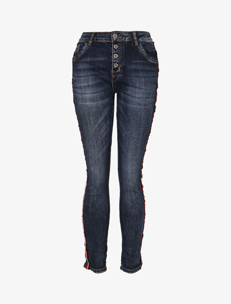 Jean à liseré perlé - denim foncé - 3