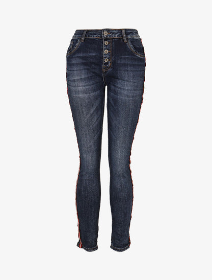 Jean à liseré perlé - denim foncé - 3