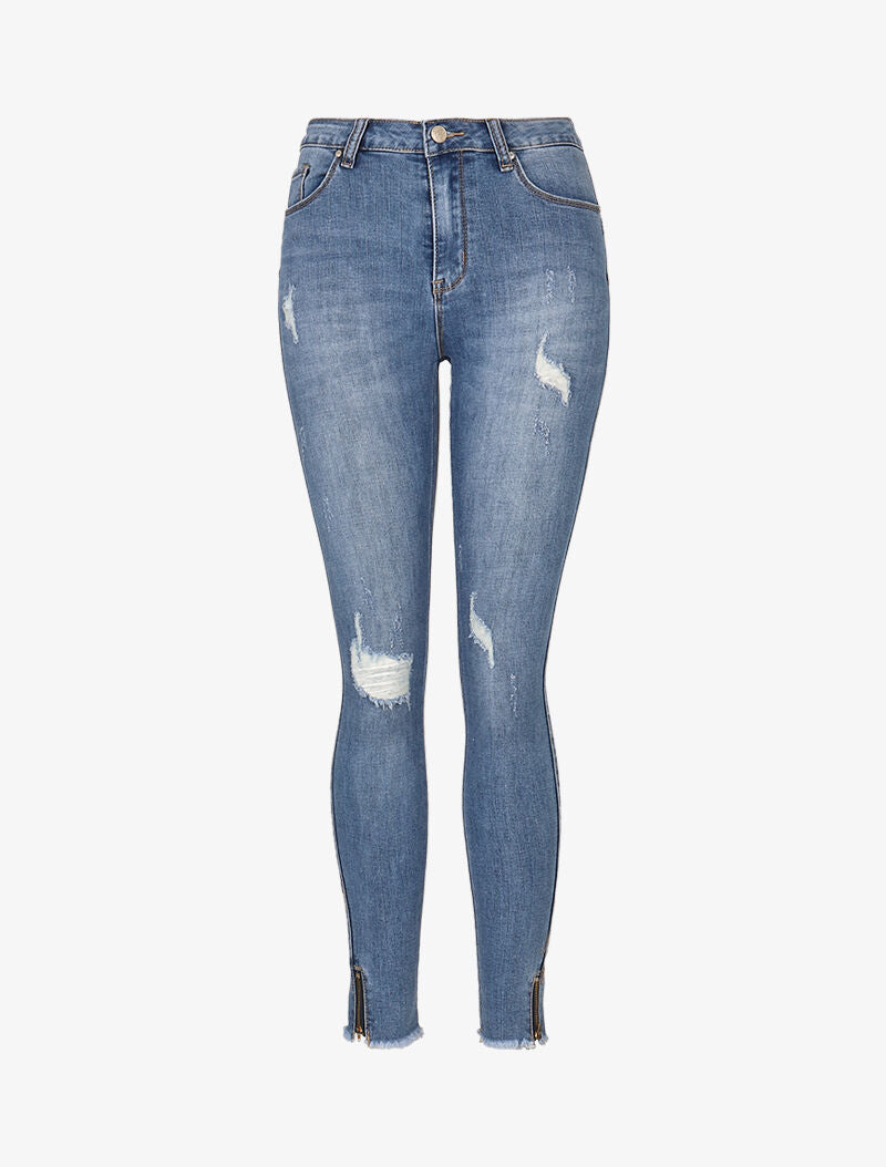 Jean skinny à chevilles zippées - bleu denim - 3
