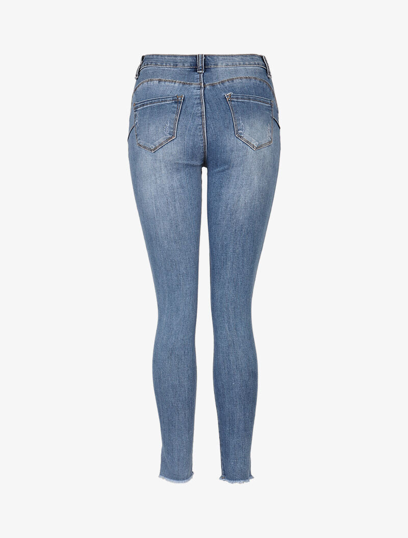 Jean skinny à chevilles zippées - bleu denim - 4