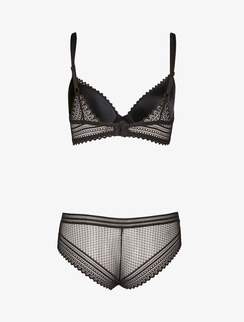 Ensemble emboitant effet broderies - noir - 2