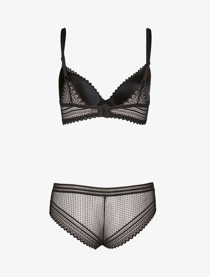 Ensemble emboitant effet broderies - noir - 2