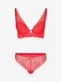 Ensemble ampliforme en dentelle fleurie - rouge - 1