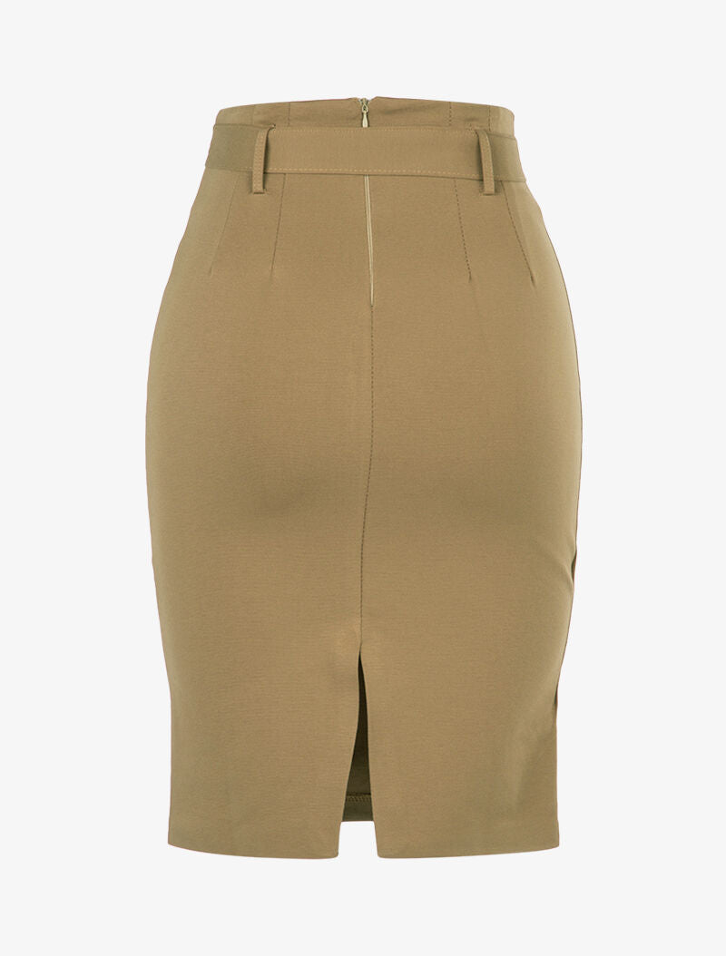 Jupe crayon taille haute - taupe - 2