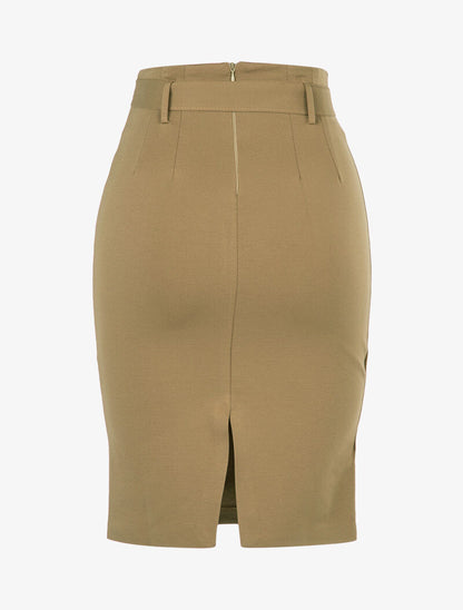 Jupe crayon taille haute - taupe - 2