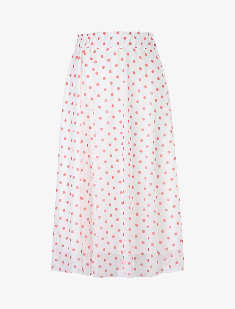 Jupe midi à imprimé pois - blanc - 3