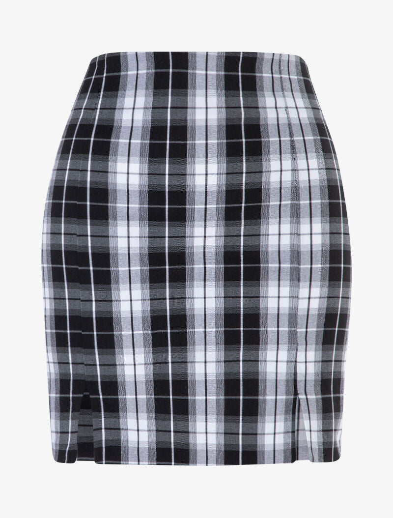Mini jupe à imprimé tartan - noir - 1