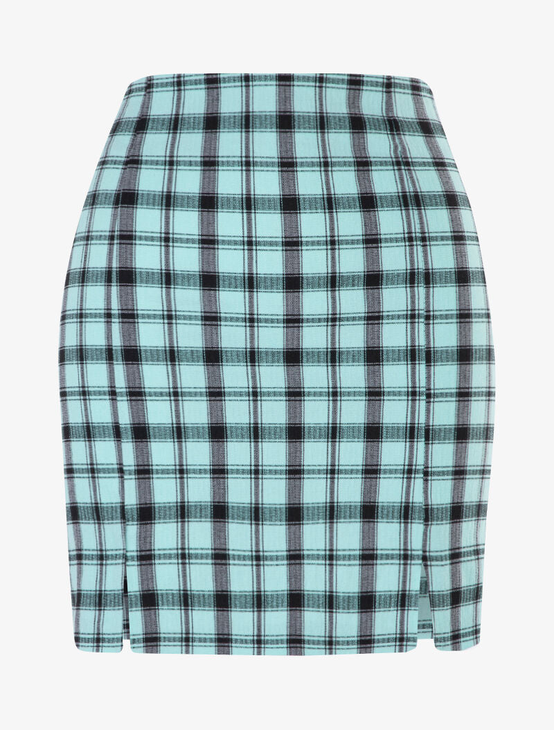 Mini jupe à imprimé tartan - turquoise - 3