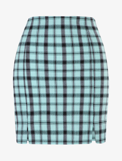 Mini jupe à imprimé tartan - turquoise - 3